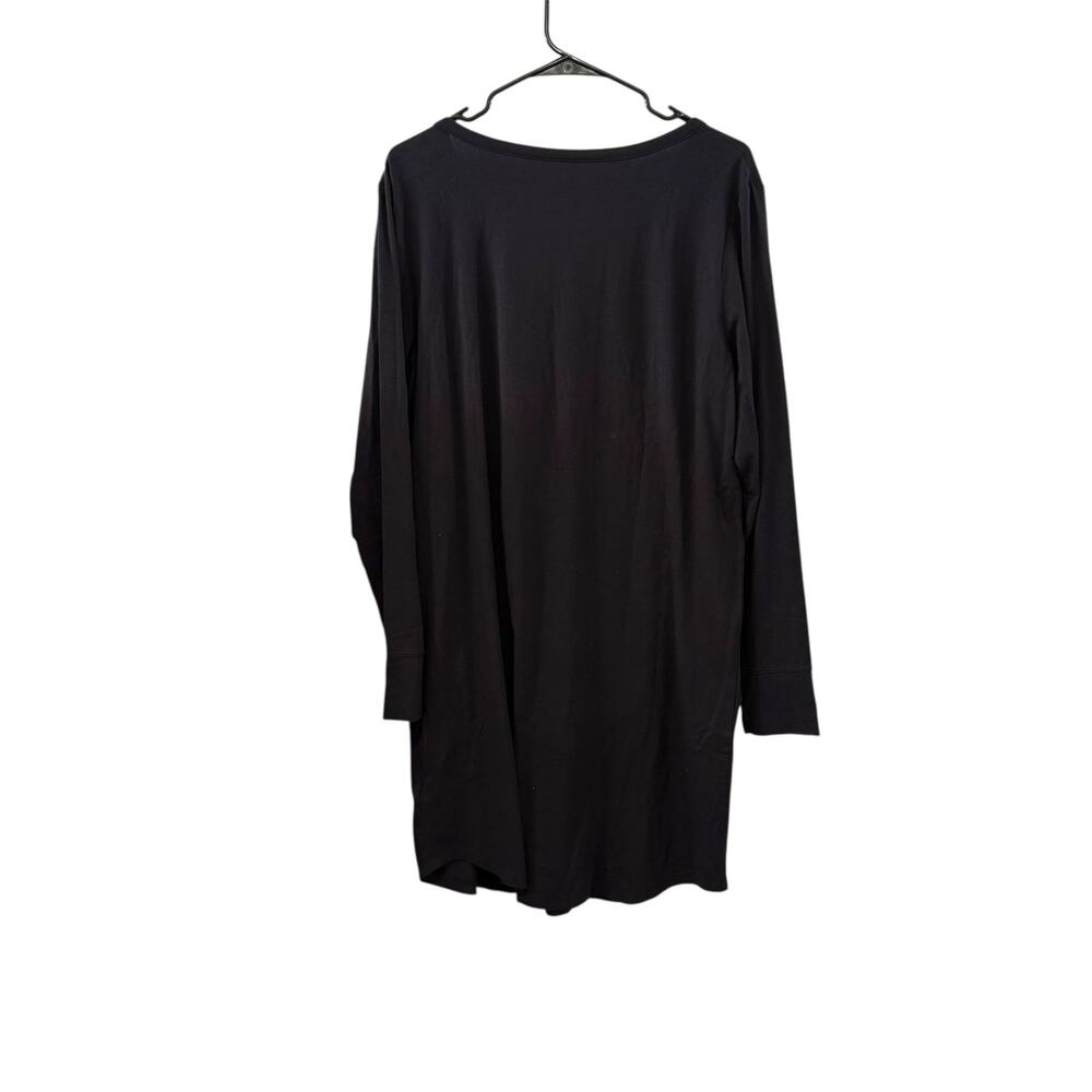 NWT Amazon Essentials Large Black Long Sleeve Button Nightgown Lounge Dress - Picture 2 of 5